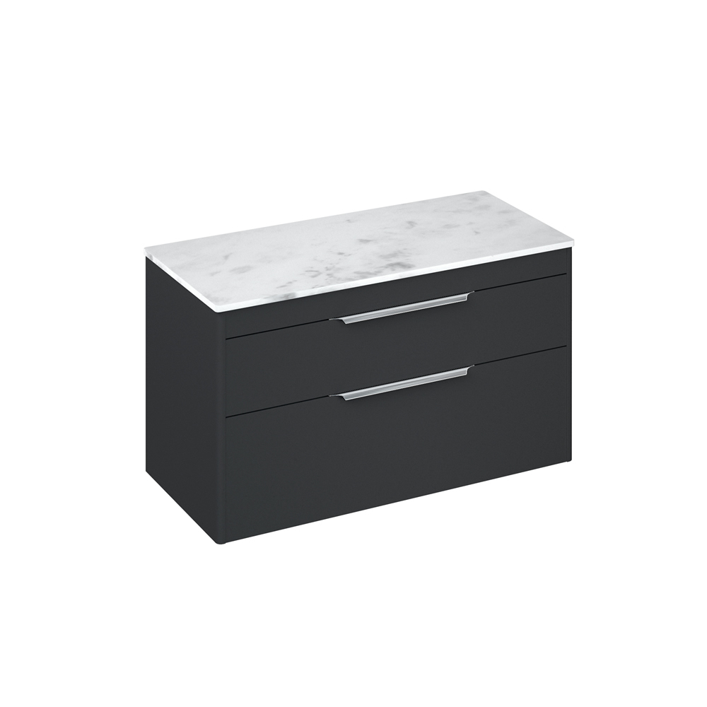 Shoreditch 100cm double drawer Matt Grey with Carrara White Worktop